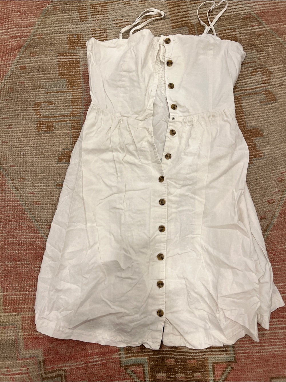 Old Navy White Button-Front Spaghetti Strap Dress